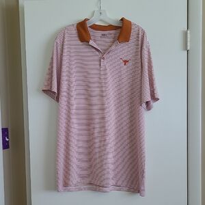 Men's Texas Longhorns Nike Golf Striped Polo Shirt - Burnt Orange and White, 2XL